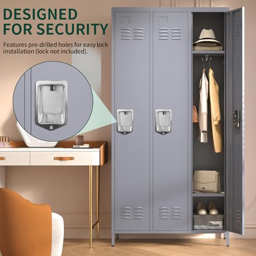 3 Doors Steel Locker Cabinet (3 Door-Upgraded / Grey)