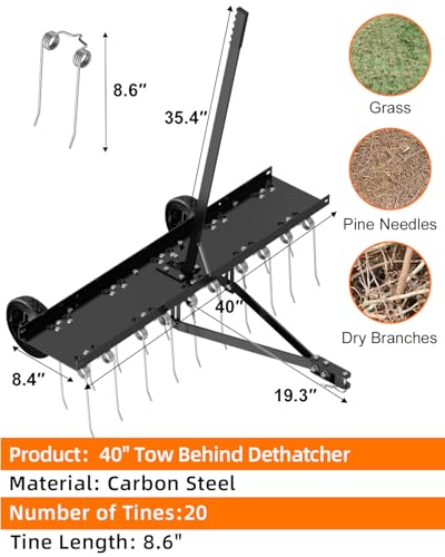 40" Tow Behind Dethatcher (Black-40IN)