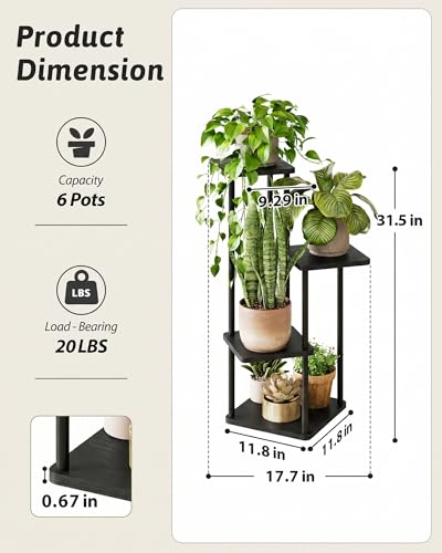 Corner Plant Stand Indoor Tall Plant Stand Black 4 Tier (Dark Brown 4 Tier)