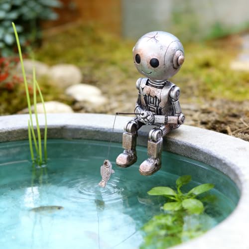 Fishing Robot Statue Funny Halloween Decorations (Robot)