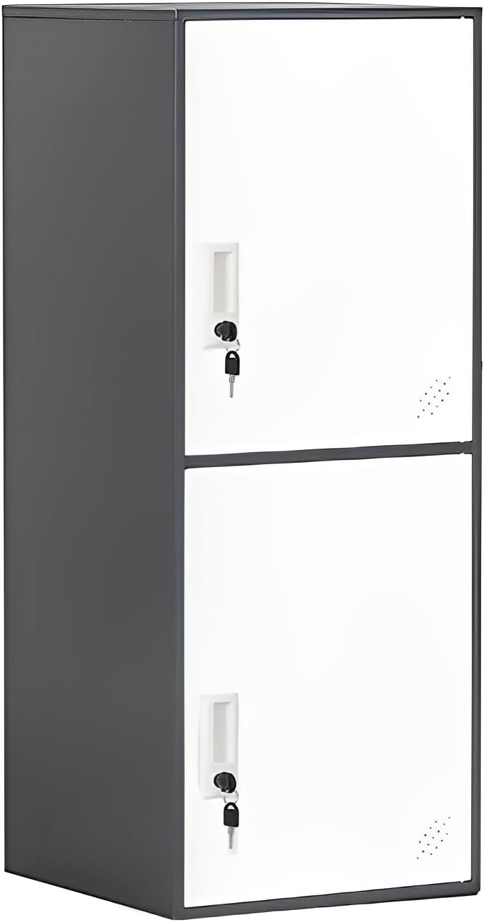 2 Door Vertical Stackable Storage Cabinet with Lock,Anti-Failing Device, Metal Lcoker,Organizer for Office, Home, Gym, School,Employee,Kids. (2D-Grey)