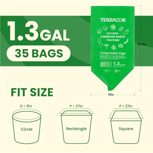 1.3 to 1.6 Gallon Compostable Trash Bags (35 Count)