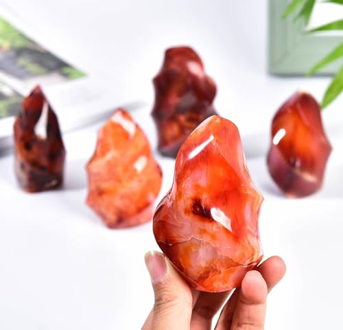 Red Agate Flame Shaped Stone Towers Obelisk Natural Healing Crystal Quartz Reiki Energy Decoration Home Office Small 1.0LBS