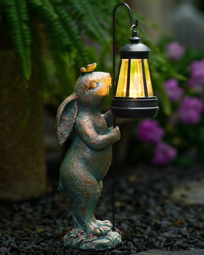 Garden Statues Outdoor Bunny with Solar Lantern (Bunny)
