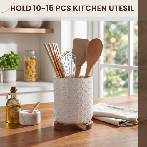 Utensil Holder for Counter (Flower Emboss / 7.2" x 6.3")