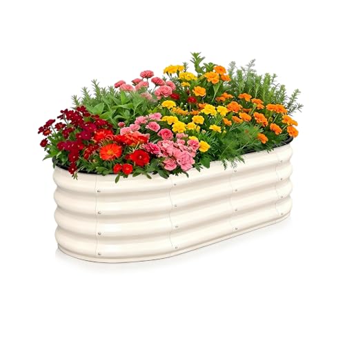 Galvanized Raised Garden Beds Outdoor (White / 4 x 2 x 1 ft)