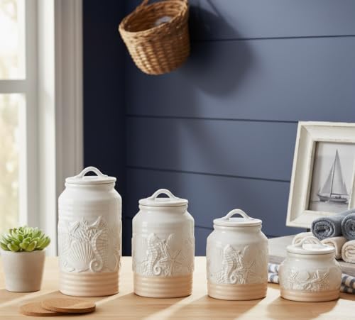 Youngs 61702 Coastal Canister (White, Cream)