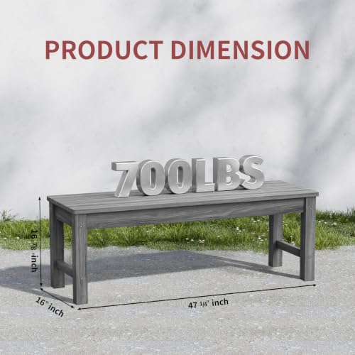 47" HDPE Outdoor Bench for 2 (Light Grey / 1 pack)