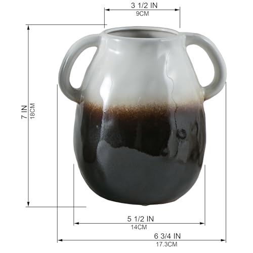 White Grad Ceramic Vase with Handles (White Grad)