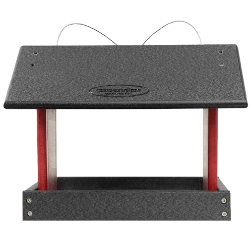 Poly Hanging Hopper Bird Feeder (Black & Red / Hanging)