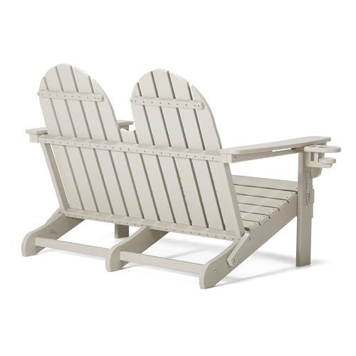 Outdoor Patio HDPE Adirondack Garden Skinny Bench (Sand / 49.5IN)