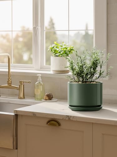 6.8 Inch Ceramic Pots for Plants (Forest Green / 6.8")