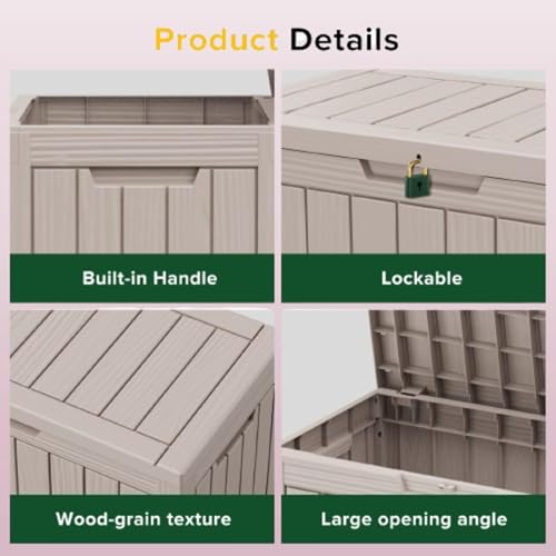 45 Gallon Deck Boxes Outdoor Waterproof (Light Brown / 45 GAL)