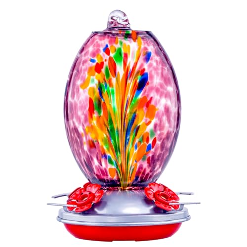 Glass Humming Bird Feeders for Outdoors (Purple Fireworks)