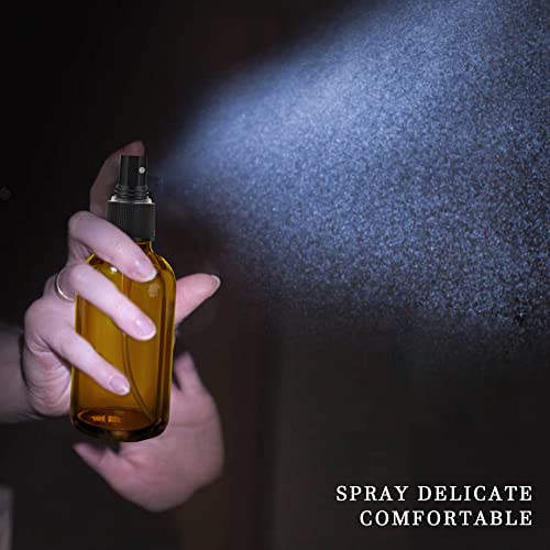 Amber Spray Bottles about 4oz Empty Small Glass Spray Bottle Fine Mist Spray Refillable Containers (16 Count)