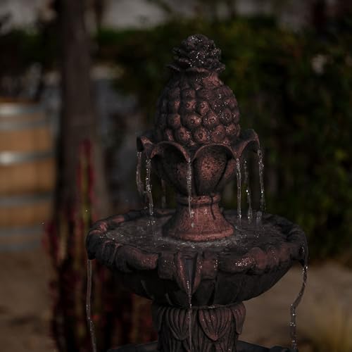 58.3" 3 Tier Outdoor Freestanding Water Fountain (Brown)