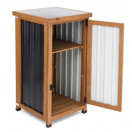 Outdoor Storage Cabinet with Metal Worktop (Black / 18" x 18" x 34")