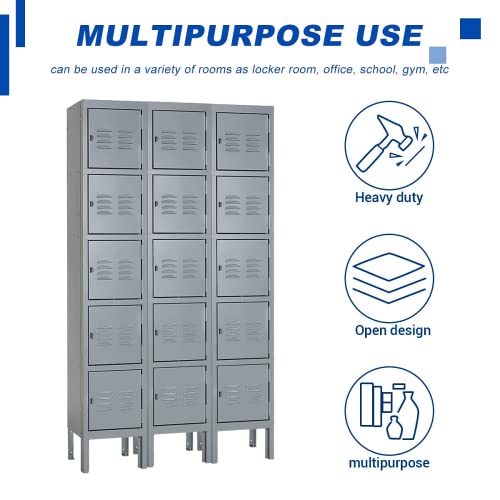 Metal Locker for Employees (Grey / 5 Doors)