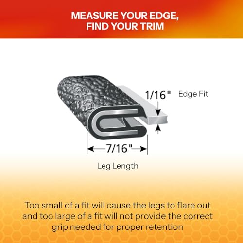 Edge Trim Fits 1 (25 Feet / Fits 1/16" Edge , 7/16” Leg Length, Single Gripping Finger)