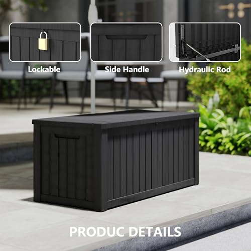150 Gallon Deck Boxes Outdoor Waterproof (Black / 150 GAL)