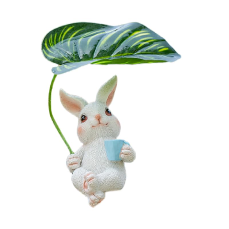 A Waterproof Resin Animal Decorative Statue in The Little Rabbit Garden with an Umbrella Sitting Upright (Bs-rabbit-a)