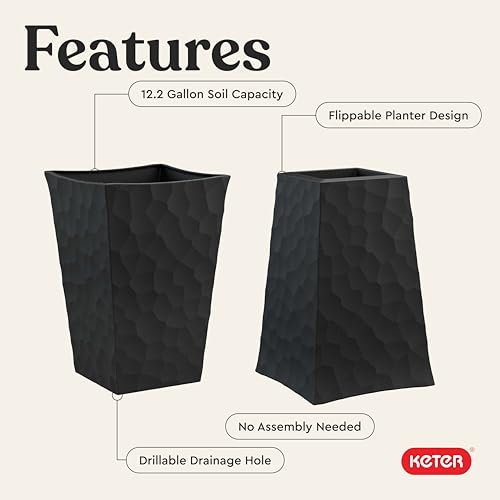 Stone Tapered Planter Set of 2 (Stone-Look / Graphite)