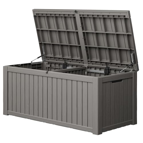 220 Gallon Outdoor Storage Box Waterproof Deck Box for Patio (Grey / 220 Gallon)
