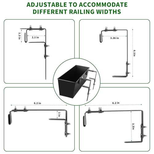 16 Inch Deck Railing Planter Boxes with Adjustable Brackets (4 Count)