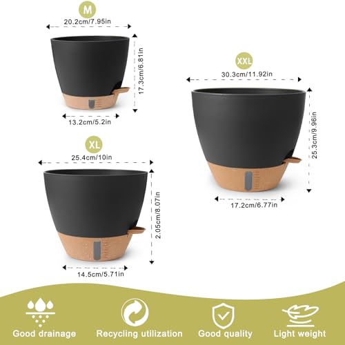 Self Watering Pots for Indoor Plants (Black-small)