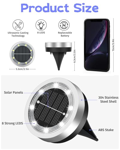 Mini Solar Ground Lights Outdoor 24 Pack Waterproof Upgraded Anti