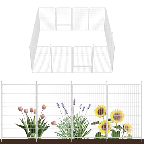 Decorative Garden Fence with Gate 50 in (50 in(H) x 40.9 ft(L) 14 Panels +2 Gates / White)