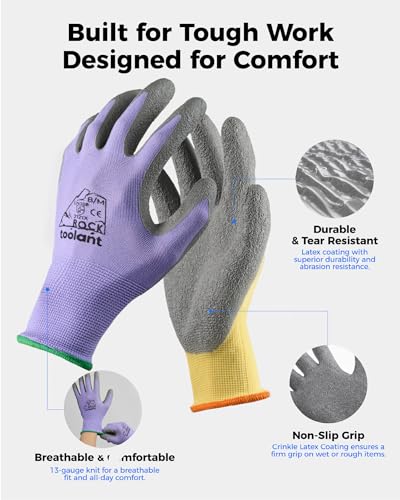 Crinkle Latex Work Gloves (XX-Large / Purple & Yellow)