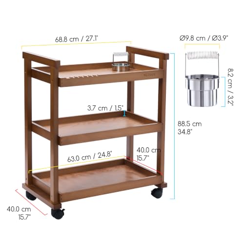 Rolling Art Supply Cart (Walnut)