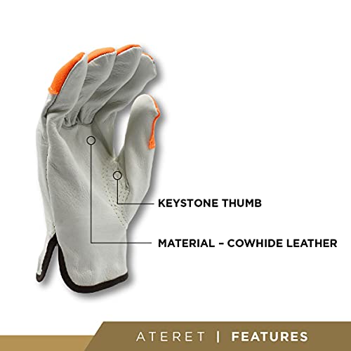 36 Pairs Hi Vis Leather Driver Work Gloves (36 Count)