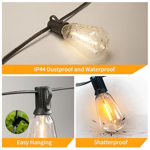 50FT Solar String Lights Outdoor Waterproof (50FT(15 Sockets))