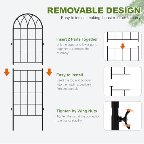 4 Pack Garden Trellis for Climbing Plants (59''H x 16''W/4 Pack / Black)