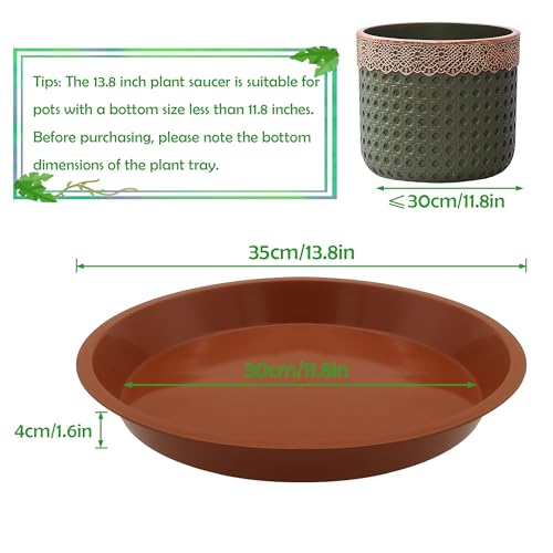 8 Pack 14 Inch Round Plant Saucers for Less 12 Inch Pot Indoors Outdoors Plant Trays for Pots Planter Saucer Plastic Drip Tray Planter Water Tray (14"(8pcs) / Terracotta)