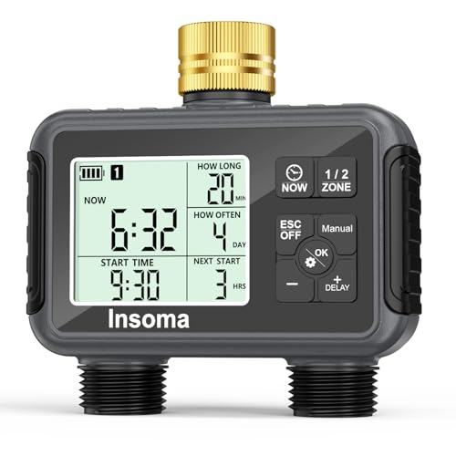 Water Timer with Brass Inlet (Black / 2 Outlets)