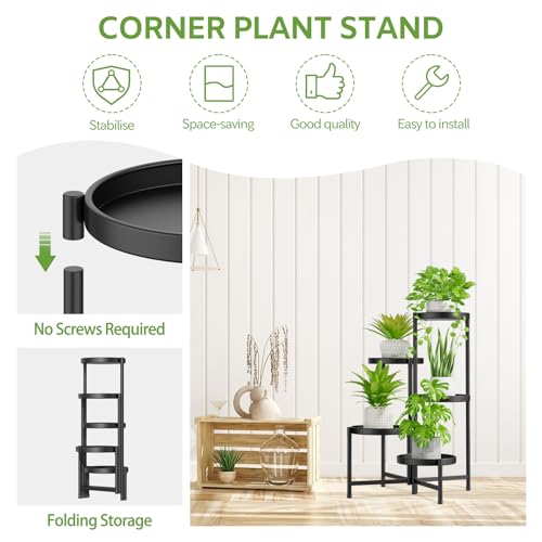 5 Tier Large Plant Stand with Garden Tools (Black with Tools / 5 Tiers)