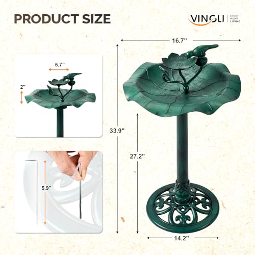 Pedestal Bird Bath (Green Floral)