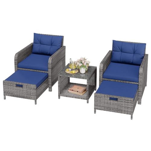 5 Piece Patio Furniture Set (Grey-blue / 5PC)