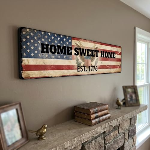 Personalized American Flag Wood Sign with Custom Text (American Flag)