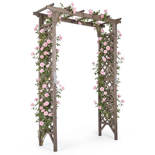 85" Wooden Garden Arch Trellis (60"W x 85"H / Dark Brown)