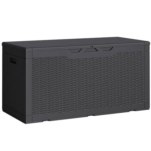 Outdoor Storage Box 100 Gallon Storage Bin with Lid for Patio Furniture (Black / 100 Gallon)