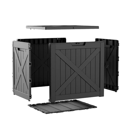 40 Gal Waterproof Outdoor Storage Box Weatherproof Deck Box (Black / 40 Gallon)