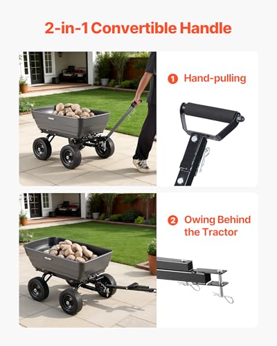 7 Cu.Ft 1200LBS Poly Garden Cart Dump Wagon (Darkgrey)