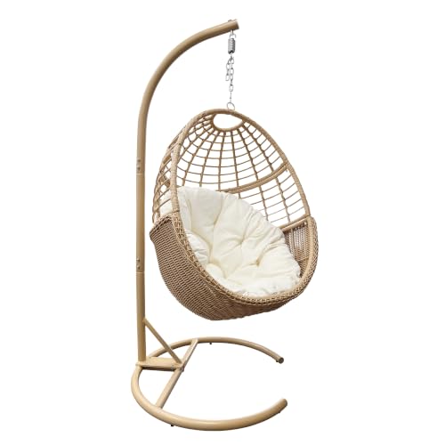 Hanging Egg Swing Chair with Stand (Light Brown)