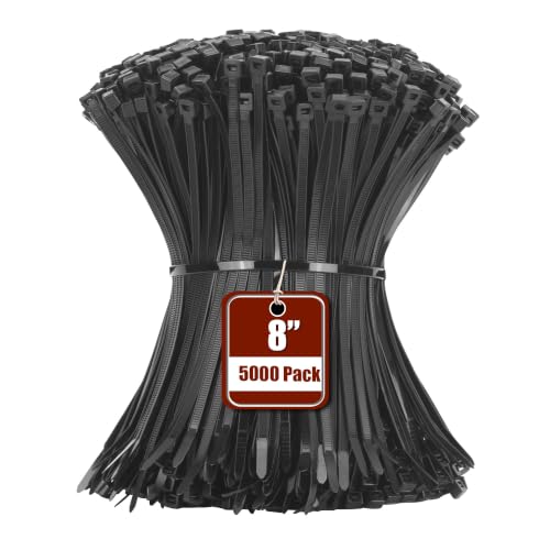 8 Inch Black Zip Tie 5000 PCS (8 inch-5000Pcs / Black)