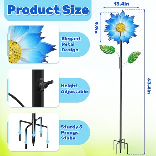 Blue Flower Metal Wind Spinner (Blue Flower)