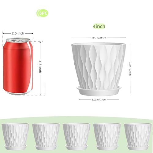 4 Inch Plant Pots (White / 4inch)